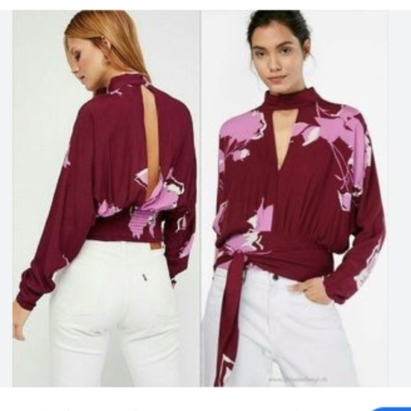 Free People Tops - Free People Plum Combo Floral Boho Romantic Say You Love Me Blouse Size M